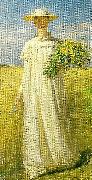 Michael Ancher anna ancher vender hjem fra marken Spain oil painting artist